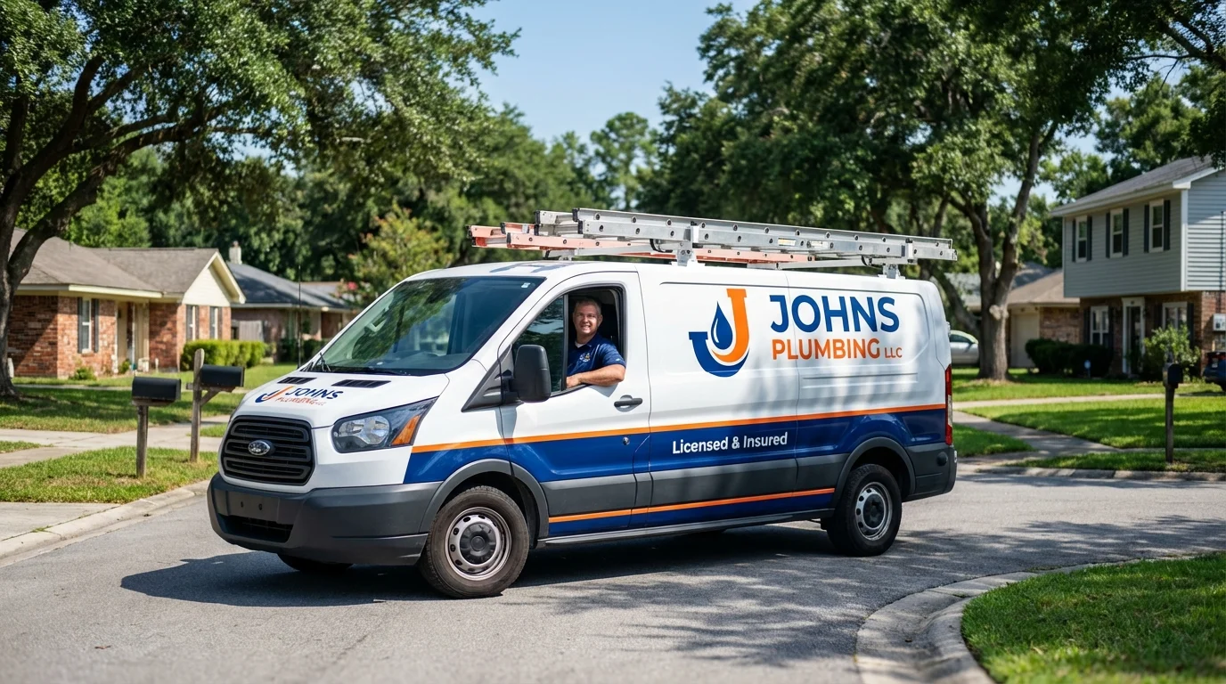 Johns Plumbing LLC service van in Ludowici, GA
