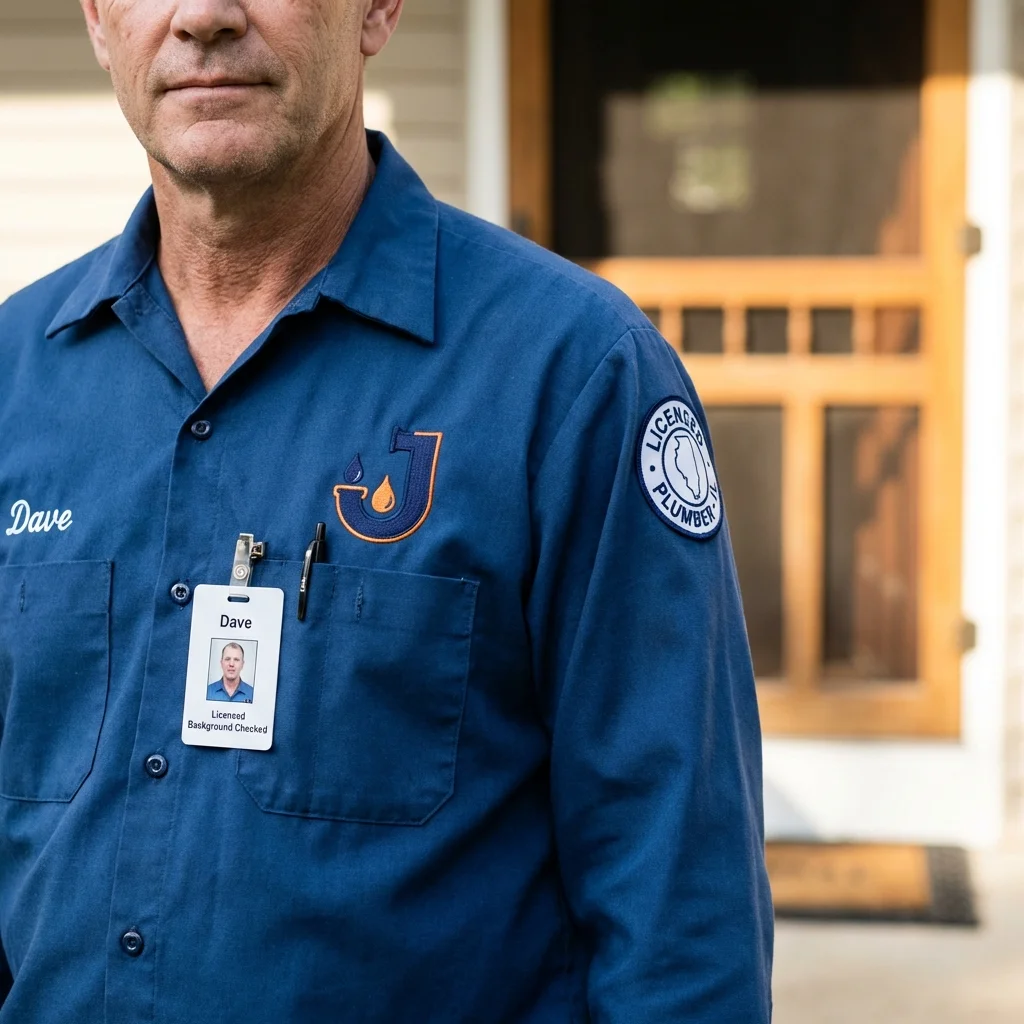 Licensed plumber showing ID badge in Ludowici, GA